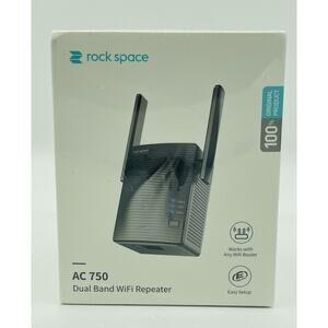 Rock Space AC750 Wireless Signal Dual Band Booster and Wi-Fi Extender -Black